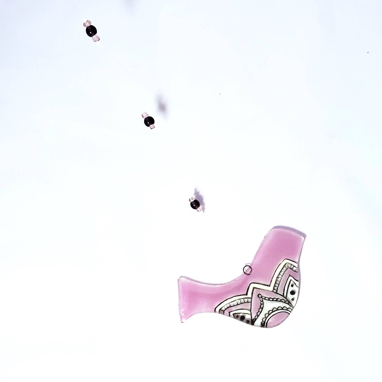 Fused Glass Pink Bird Suncatcher
