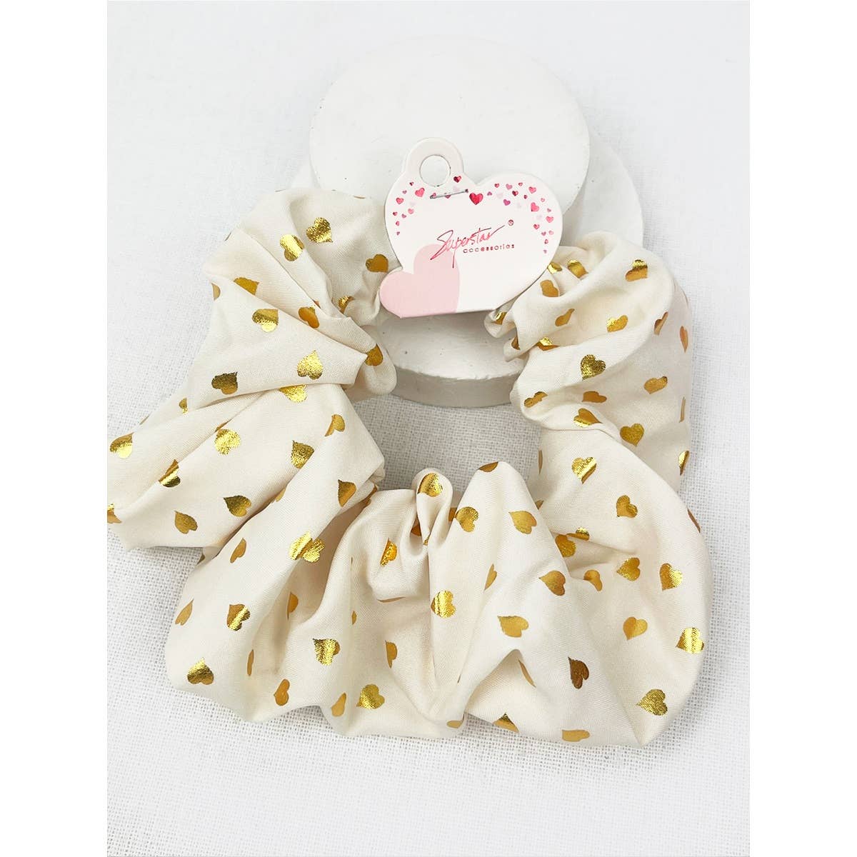 Gold Heart Jumbo Scrunchies