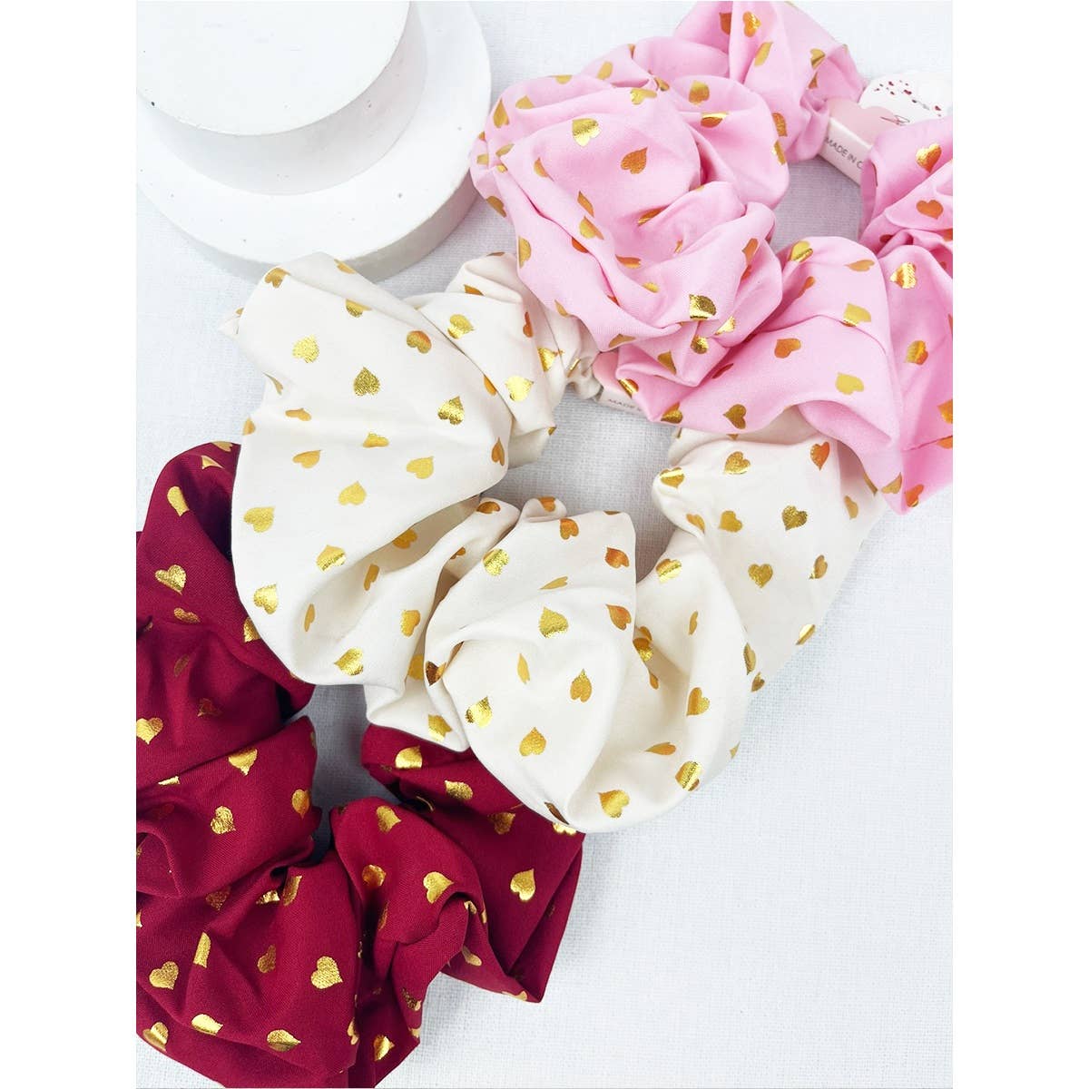 Gold Heart Jumbo Scrunchies