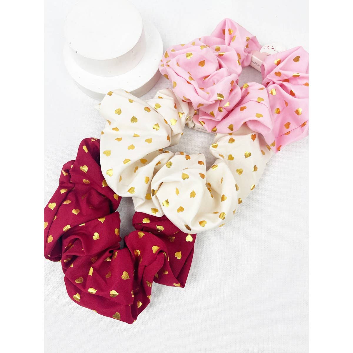Gold Heart Jumbo Scrunchies