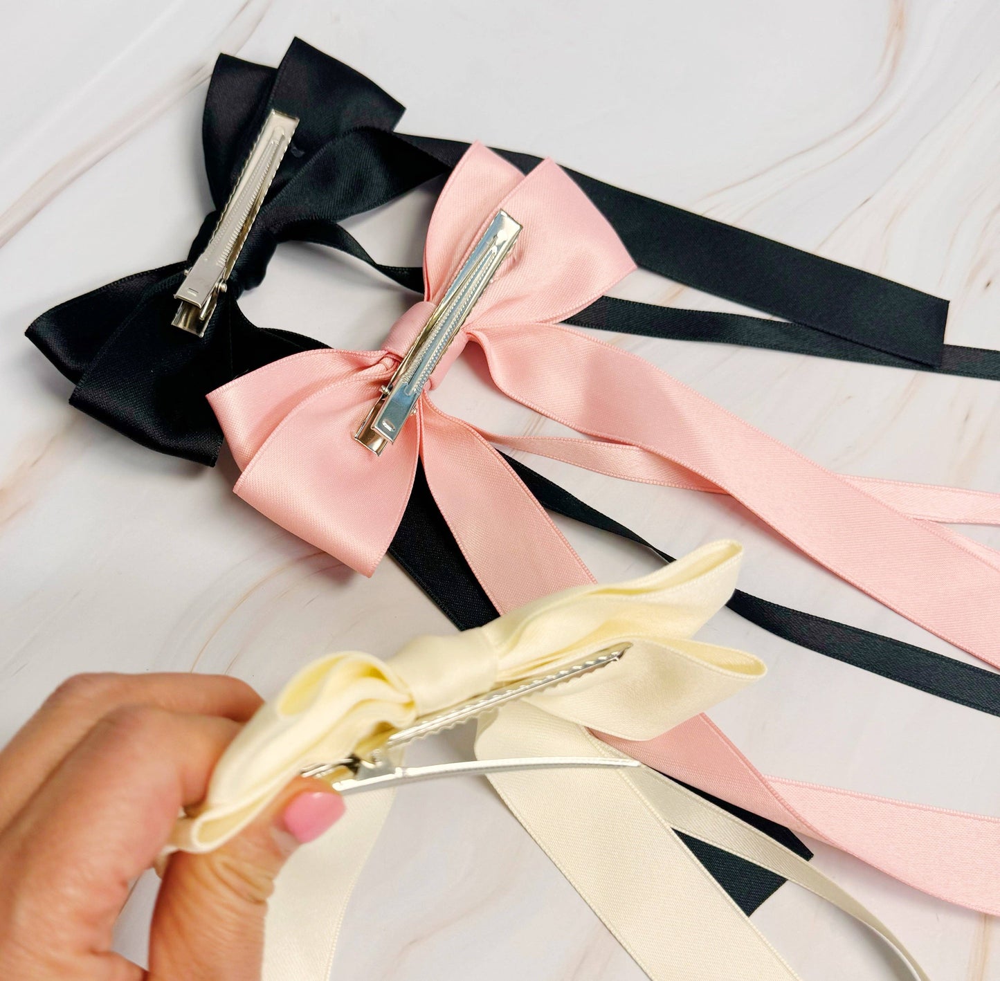 Double Bow Long Hair Clip