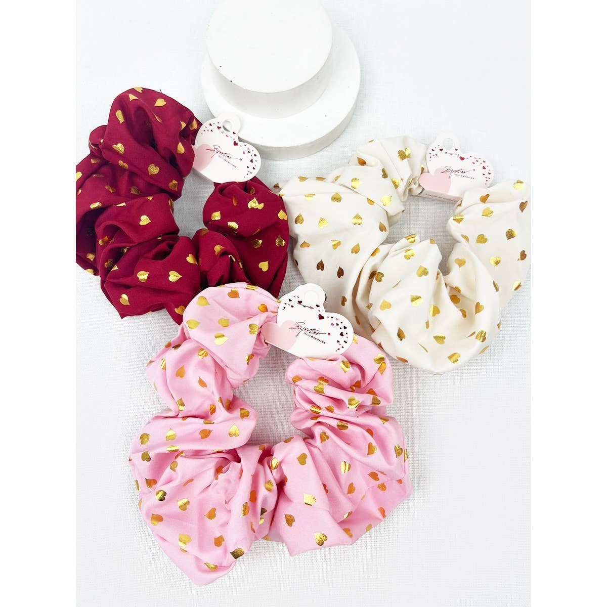 Gold Heart Jumbo Scrunchies