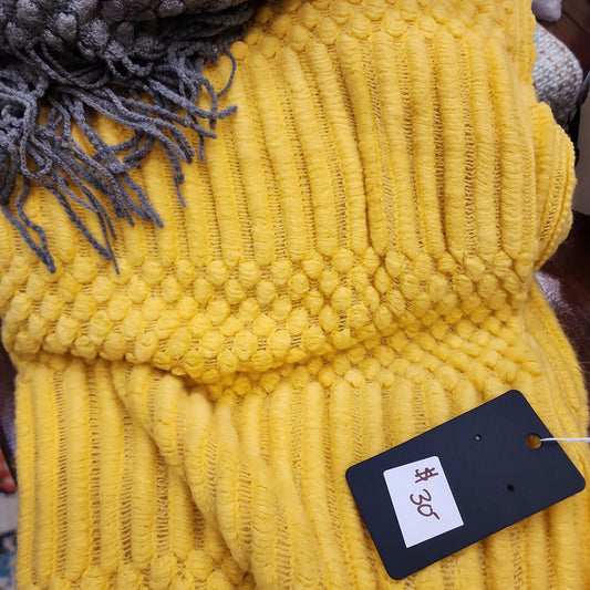 Mustard Waffle Throw Blanket