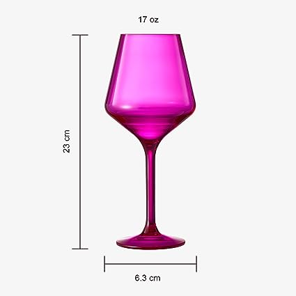 Unbreakable Acrylic, Pink Stemmed Wine Glasses - 2 Set