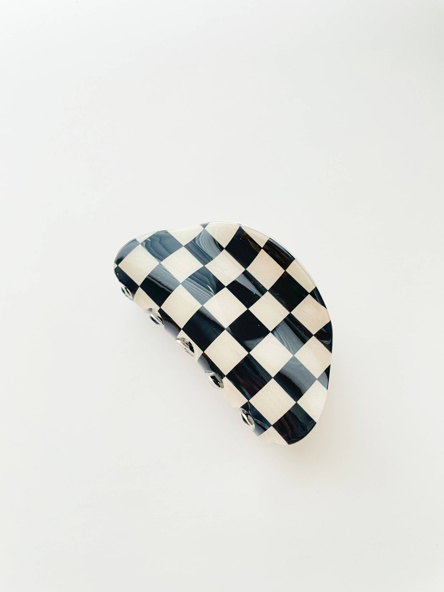 Black and White Hair Claw Clip Checkered