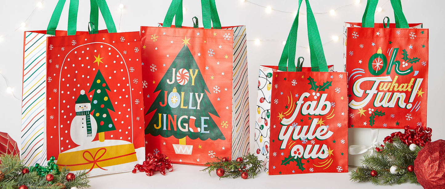 Joy Jolly Jingle Snowglobe Reusable Tote