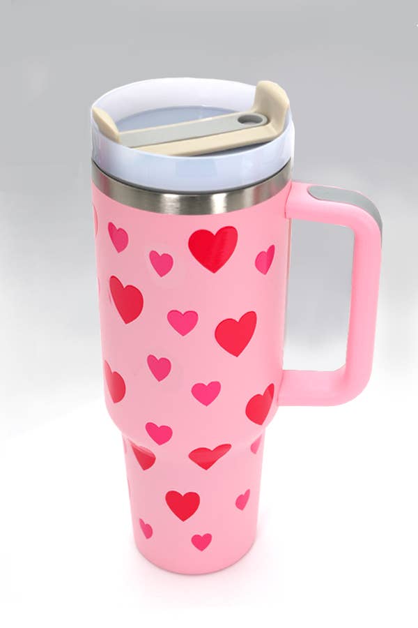 40oz STAINLESS STEEL TUMBLER HEART & DAISY