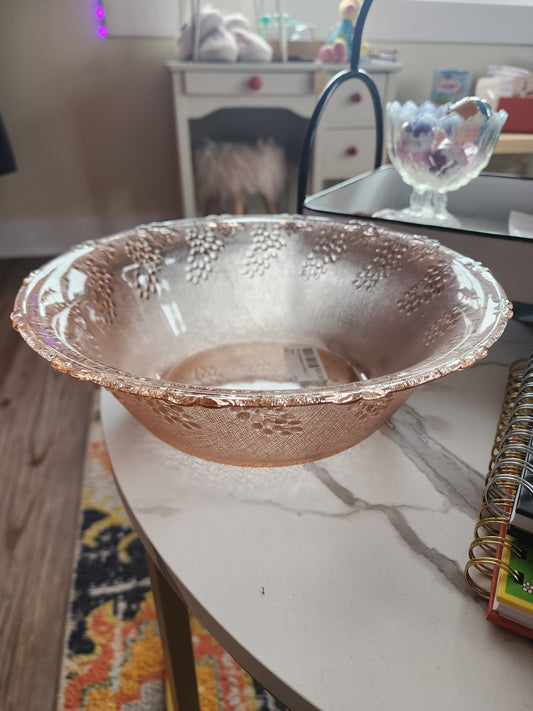 Pink Drepession Glass 11" Bowl