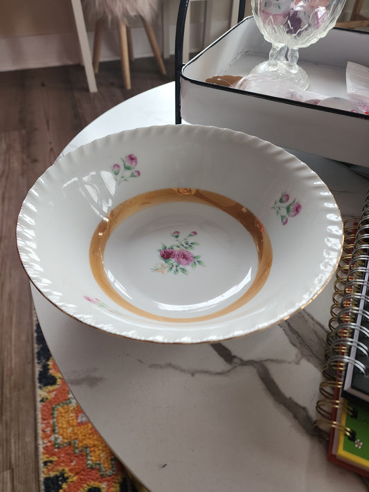 Pink Rose/Gold Rim China 9"