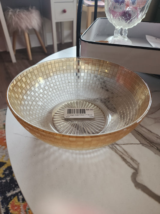 Vintage Gold/Clear 7" Bowl